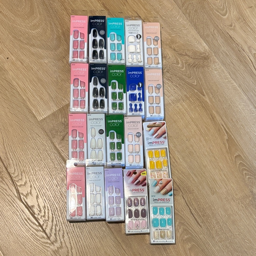Large Lot of 16 impress press on nails toes brand new